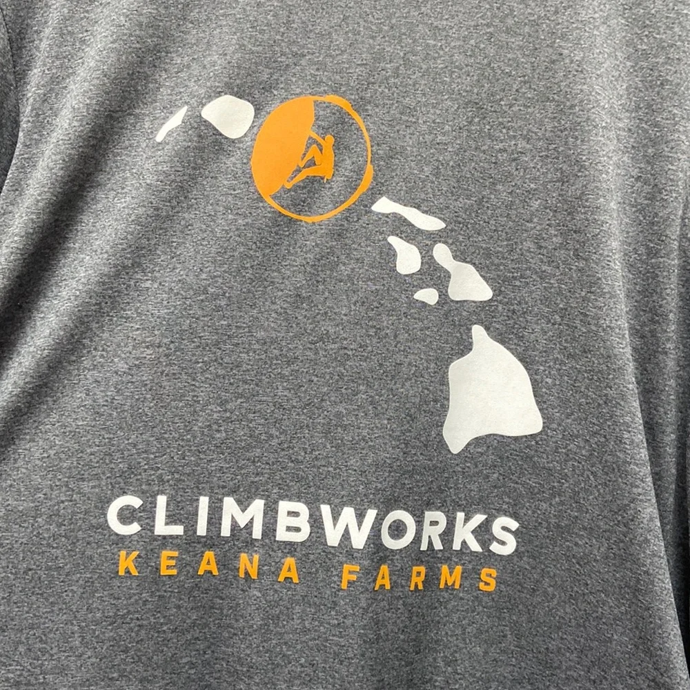 Sport-Tek Men’s grey long sleeve “Climbworks Keana Farms” Hawaii shirt. Size L - Picture 2 of 7